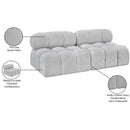  Manufacturer Color_Grey -- Ames 68" Grey Boucle Fabric Upholstered 2 pc Armless Modular Loveseat IMAGE 10