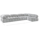 Manufacturer Color_Grey -- Ames 136" Grey Boucle Fabric Upholstered 5 pc Modular Sectional IMAGE 13