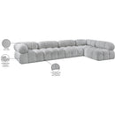  Manufacturer Color_Grey -- Ames 136" Grey Boucle Fabric Upholstered 5 pc Modular Sectional IMAGE 14