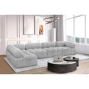  Manufacturer Color_Grey -- Ames 136" Grey Boucle Fabric Upholstered 5 pc Modular Sectional IMAGE 2