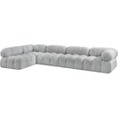  Manufacturer Color_Grey -- Ames 136" Grey Boucle Fabric Upholstered 5 pc Modular Sectional IMAGE 6