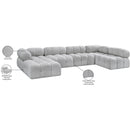  Manufacturer Color_Grey -- Ames 136" Grey Boucle Fabric Upholstered 6 pc Modular Sectional IMAGE 17