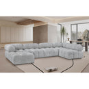  Manufacturer Color_Grey -- Ames 136" Grey Boucle Fabric Upholstered 6 pc Modular Sectional IMAGE 2
