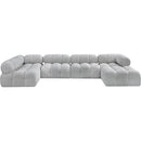  Manufacturer Color_Grey -- Ames 136" Grey Boucle Fabric Upholstered 6 pc Modular Sectional IMAGE 4