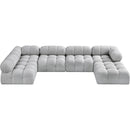  Manufacturer Color_Grey -- Ames 136" Grey Boucle Fabric Upholstered 6 pc Modular Sectional IMAGE 5