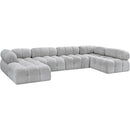  Manufacturer Color_Grey -- Ames 136" Grey Boucle Fabric Upholstered 6 pc Modular Sectional IMAGE 6