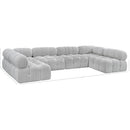  Manufacturer Color_Grey -- Ames 136" Grey Boucle Fabric Upholstered 6 pc Modular Sectional IMAGE 12