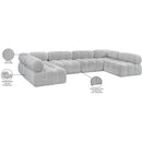  Manufacturer Color_Grey -- Ames 136" Grey Boucle Fabric Upholstered 6 pc Modular Sectional IMAGE 13