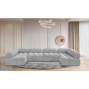  Manufacturer Color_Grey -- Ames 136" Grey Boucle Fabric Upholstered 6 pc Modular Sectional IMAGE 2