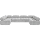  Manufacturer Color_Grey -- Ames 136" Grey Boucle Fabric Upholstered 6 pc Modular Sectional IMAGE 4