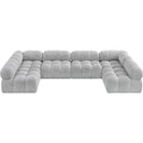  Manufacturer Color_Grey -- Ames 136" Grey Boucle Fabric Upholstered 6 pc Modular Sectional IMAGE 5