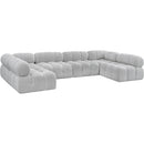  Manufacturer Color_Grey -- Ames 136" Grey Boucle Fabric Upholstered 6 pc Modular Sectional IMAGE 6