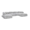  Manufacturer Color_Grey -- Ames 136" Grey Boucle Fabric Upholstered 6 pc Modular Sectional IMAGE 1