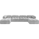  Manufacturer Color_Grey -- Ames 136" Grey Boucle Fabric Upholstered 6 pc Modular Sectional IMAGE 4