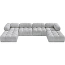  Manufacturer Color_Grey -- Ames 136" Grey Boucle Fabric Upholstered 6 pc Modular Sectional IMAGE 5
