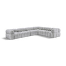  Manufacturer Color_Grey -- Ames 136" Grey Boucle Fabric Upholstered 6 pc Modular Sectional IMAGE 1