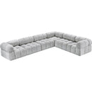  Manufacturer Color_Grey -- Ames 136" Grey Boucle Fabric Upholstered 6 pc Modular Sectional IMAGE 5