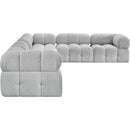  Manufacturer Color_Grey -- Ames 136" Grey Boucle Fabric Upholstered 6 pc Modular Sectional IMAGE 7