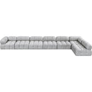  Manufacturer Color_Grey -- Ames 204" Grey Boucle Fabric Upholstered 7 pc Modular Sectional IMAGE 5