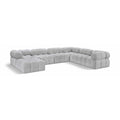  Manufacturer Color_Grey -- Ames 136" Grey Boucle Fabric Upholstered 7 pc Modular Sectional IMAGE 1