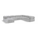  Manufacturer Color_Grey -- Ames 136" Grey Boucle Fabric Upholstered 7 pc Modular Sectional IMAGE 1