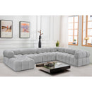  Manufacturer Color_Grey -- Ames 136" Grey Boucle Fabric Upholstered 7 pc Modular Sectional IMAGE 2