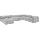  Manufacturer Color_Grey -- Ames 136" Grey Boucle Fabric Upholstered 7 pc Modular Sectional IMAGE 3