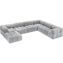  Manufacturer Color_Grey -- Ames 136" Grey Boucle Fabric Upholstered 7 pc Modular Sectional IMAGE 4
