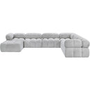  Manufacturer Color_Grey -- Ames 136" Grey Boucle Fabric Upholstered 7 pc Modular Sectional IMAGE 5