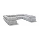  Manufacturer Color_Grey -- Ames 136" Grey Boucle Fabric Upholstered 8 pc Modular Sectional IMAGE 1