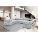  Manufacturer Color_Grey -- Ames 136" Grey Boucle Fabric Upholstered 8 pc Modular Sectional IMAGE 2