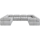  Manufacturer Color_Grey -- Ames 136" Grey Boucle Fabric Upholstered 8 pc Modular Sectional IMAGE 4