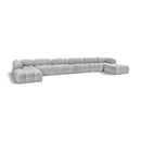  Manufacturer Color_Grey -- Ames 204" Grey Boucle Fabric Upholstered 8 pc Modular Sectional IMAGE 1