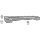  Manufacturer Color_Grey -- Ames 204" Grey Boucle Fabric Upholstered 9 pc Modular Sectional IMAGE 13