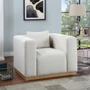 Meridian Alfie Cream Linen Textured Fabic Chair IMAGE 2