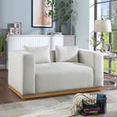  Manufacturer Color_Cream -- Alfie 67" Cream Linen Textured Fabric Upholstered Loveseat IMAGE 2