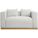 Manufacturer Color_Cream -- Alfie 67" Cream Linen Textured Fabric Upholstered Loveseat IMAGE 4