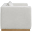  Manufacturer Color_Cream -- Alfie 67" Cream Linen Textured Fabric Upholstered Loveseat IMAGE 5