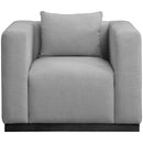 Meridian Alfie Grey Linen Textured Fabic Chair IMAGE 4