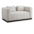 Meridian Lucia Beige Linen Textured Fabric Loveseat IMAGE 1