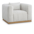 Meridian Lucia Cream Linen Textured Fabric Chair IMAGE 1