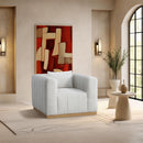  Manufacturer Color_Cream -- Lucia Cream Linen Textured Fabric Upholstered Chair IMAGE 2