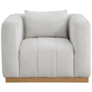 Meridian Lucia Cream Linen Textured Fabric Chair IMAGE 4