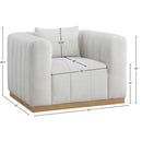 Meridian Lucia Cream Linen Textured Fabric Chair IMAGE 8