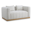  Manufacturer Color_Cream -- Lucia 67" Cream Linen Textured Fabric Upholstered Loveseat IMAGE 1