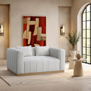  Manufacturer Color_Cream -- Lucia 67" Cream Linen Textured Fabric Upholstered Loveseat IMAGE 2