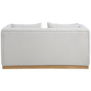 Meridian Lucia Cream Linen Textured Fabric Loveseat IMAGE 3