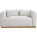  Manufacturer Color_Cream -- Lucia 67" Cream Linen Textured Fabric Upholstered Loveseat IMAGE 4