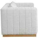  Manufacturer Color_Cream -- Lucia 67" Cream Linen Textured Fabric Upholstered Loveseat IMAGE 5