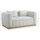  Manufacturer Color_Cream -- Lucia 67" Cream Linen Textured Fabric Upholstered Loveseat IMAGE 8